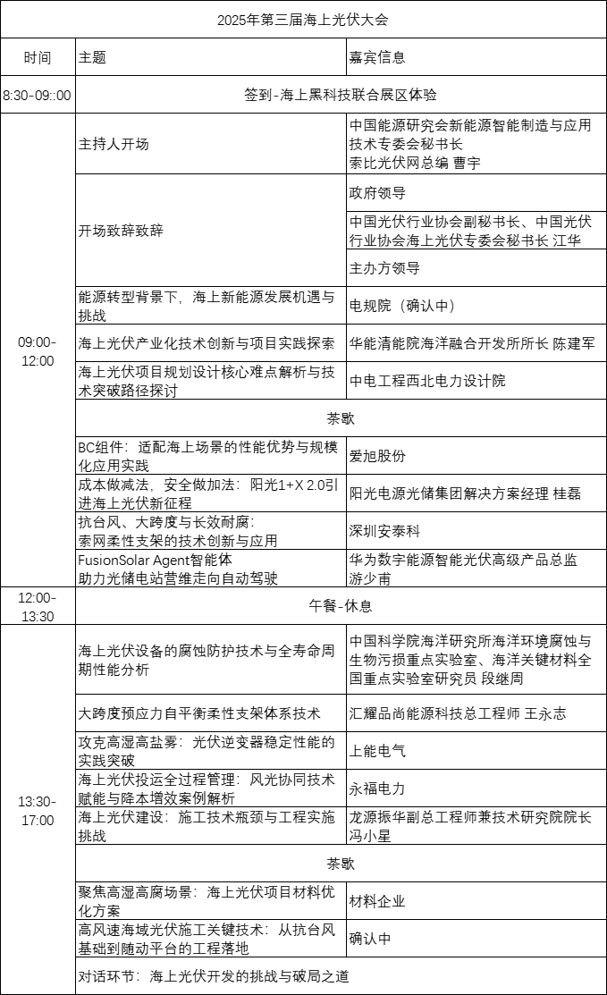 【定档12月5日】2025第三届海上光伏大会火热报名中！