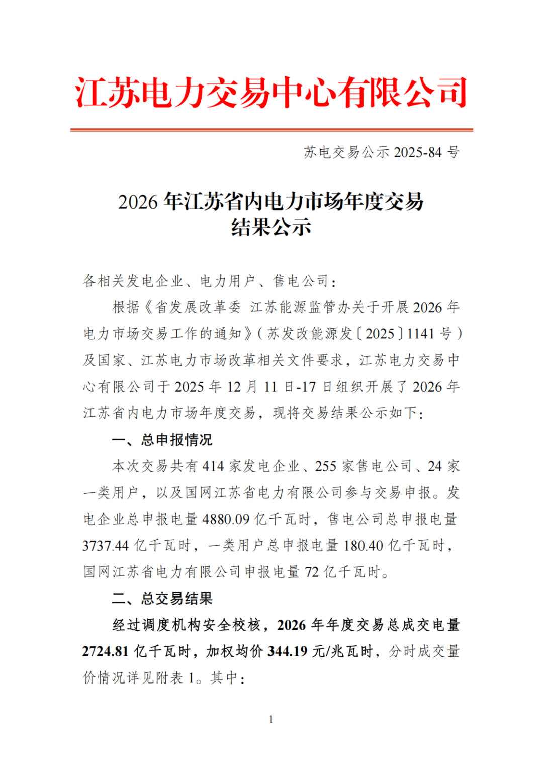江苏绿电交易：光伏0.32元/度、下降21%、绿电价值上涨
